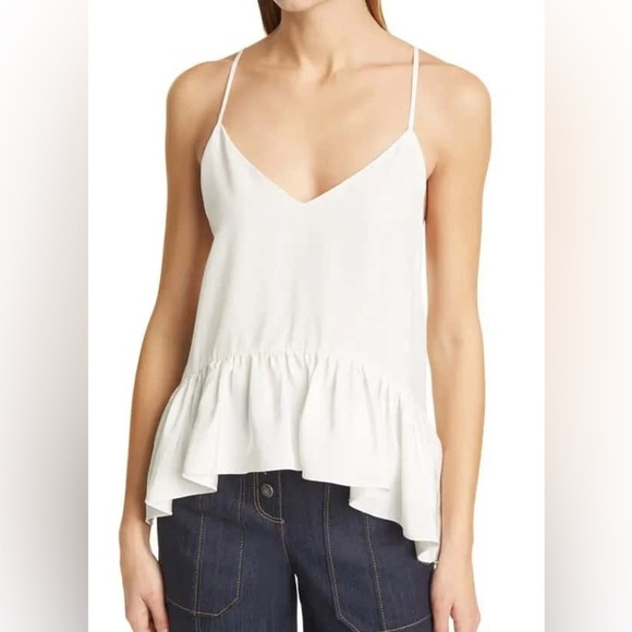 Cinq A Sept “Janet Ruffle Hem Silk Tank” - Picture 2 of 2